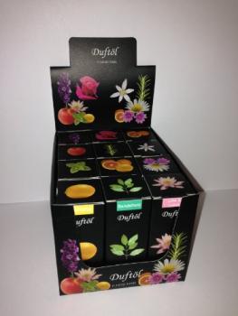 Duftöle gemischte Sorten 12 x 10 ml + Display